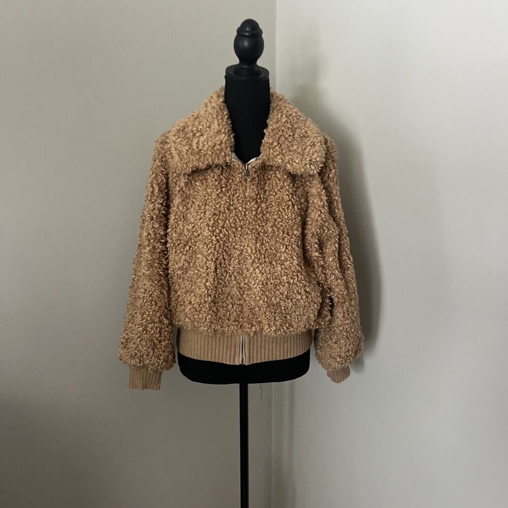 Rebecca Taylor La Vie Faux Shearling Jacket Bomber Jacket Size Medium - Picture 2 of 11